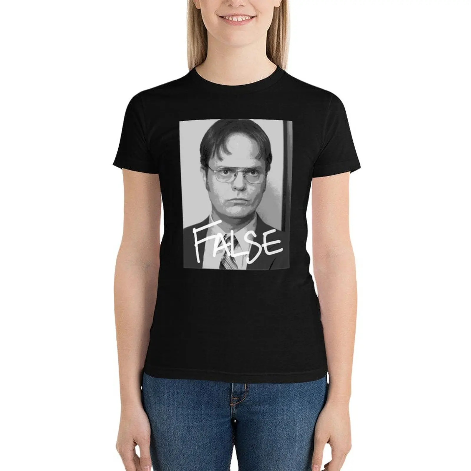 

Dwight Schrute: False T-Shirt anime clothes tops aesthetic clothes vintage clothes tshirts for Women