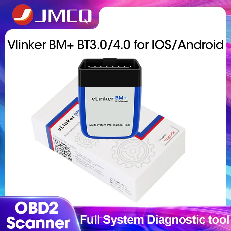 JMCQ OBD2 Scanner vLinker BM+ ELM327 V2.2 Car Diagnostic Tools BT3.0 for Android BT4.0 for Android/IOS Fault Code Reader