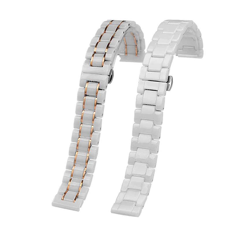 For Tissot Casio Huawei GT4 GT5 ceramic Stainless steel watch strap 14mm 15mm 16mm 18m Watchband Rose gold wristband Accessories