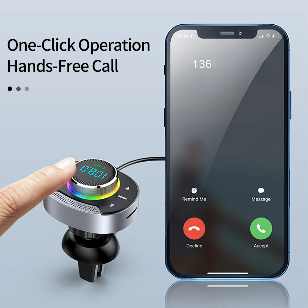 New T86 Car Bluetooth-compatible 5.0 FM Transmitter MP3 Music Player PD 30W QC3.0 Fast Charger Wireless Handsfree Audio Receiver - Image 4