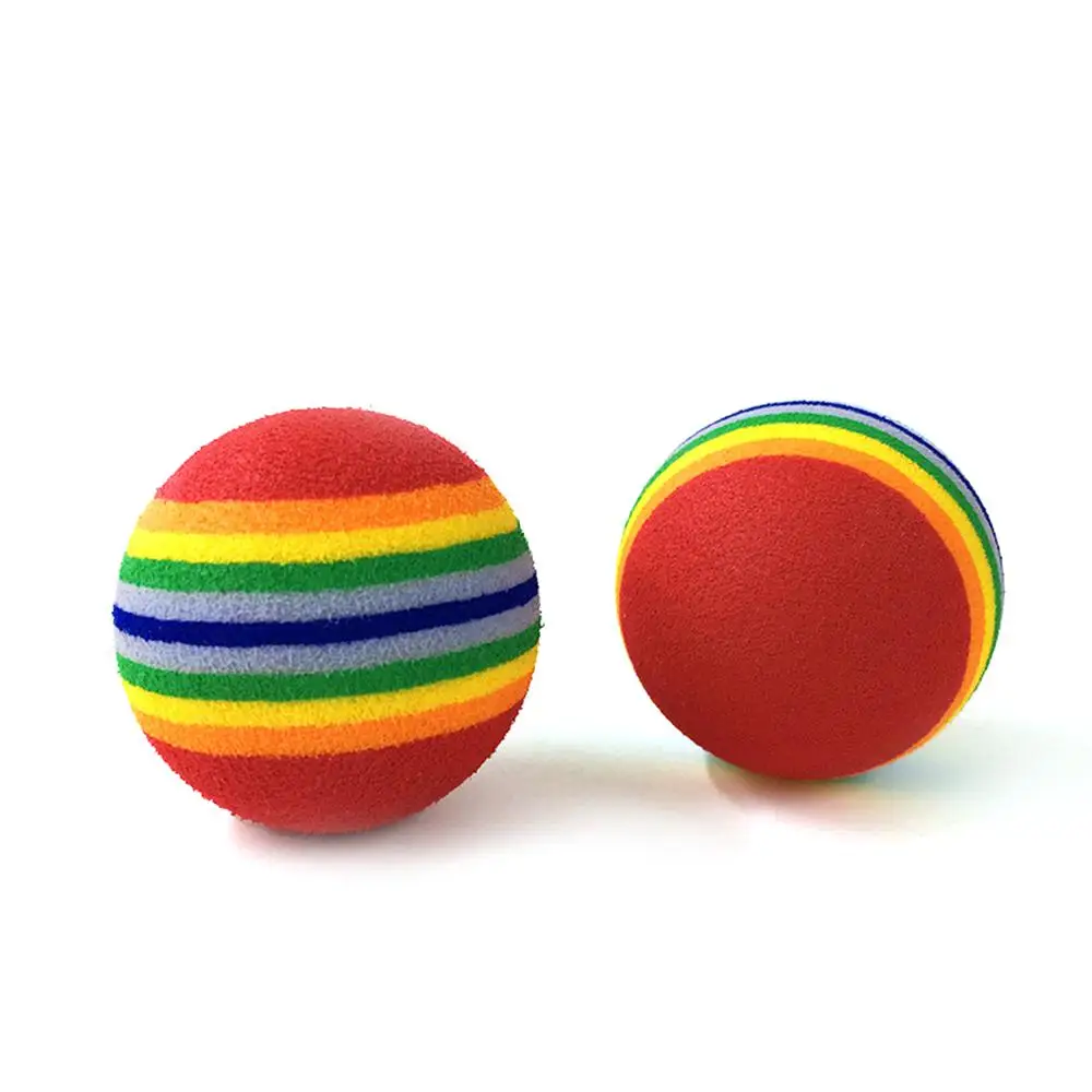 Colorful Pet Toy Balls Rainbow Foam Ball Interactive Cat Toys Chewing Rattle Scratch Natural Foam Ball Training Pet Supplies