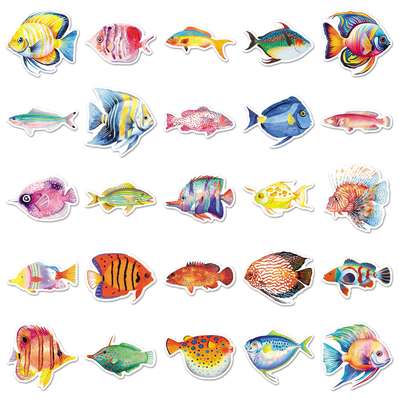 

50PCS Cartoon Fish Stickers Marine Life DIY Graffiti Decorative Headphones Stationery Notebook iPad Waterproof Stickers Kids Toy