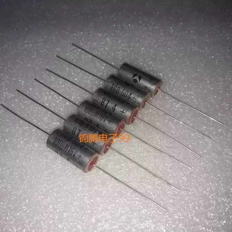 1-10 pcs old French Thomson TPC gallbladder capacitor 16V 100UF red head copper shell axial gold sealed gallbladder capacitor