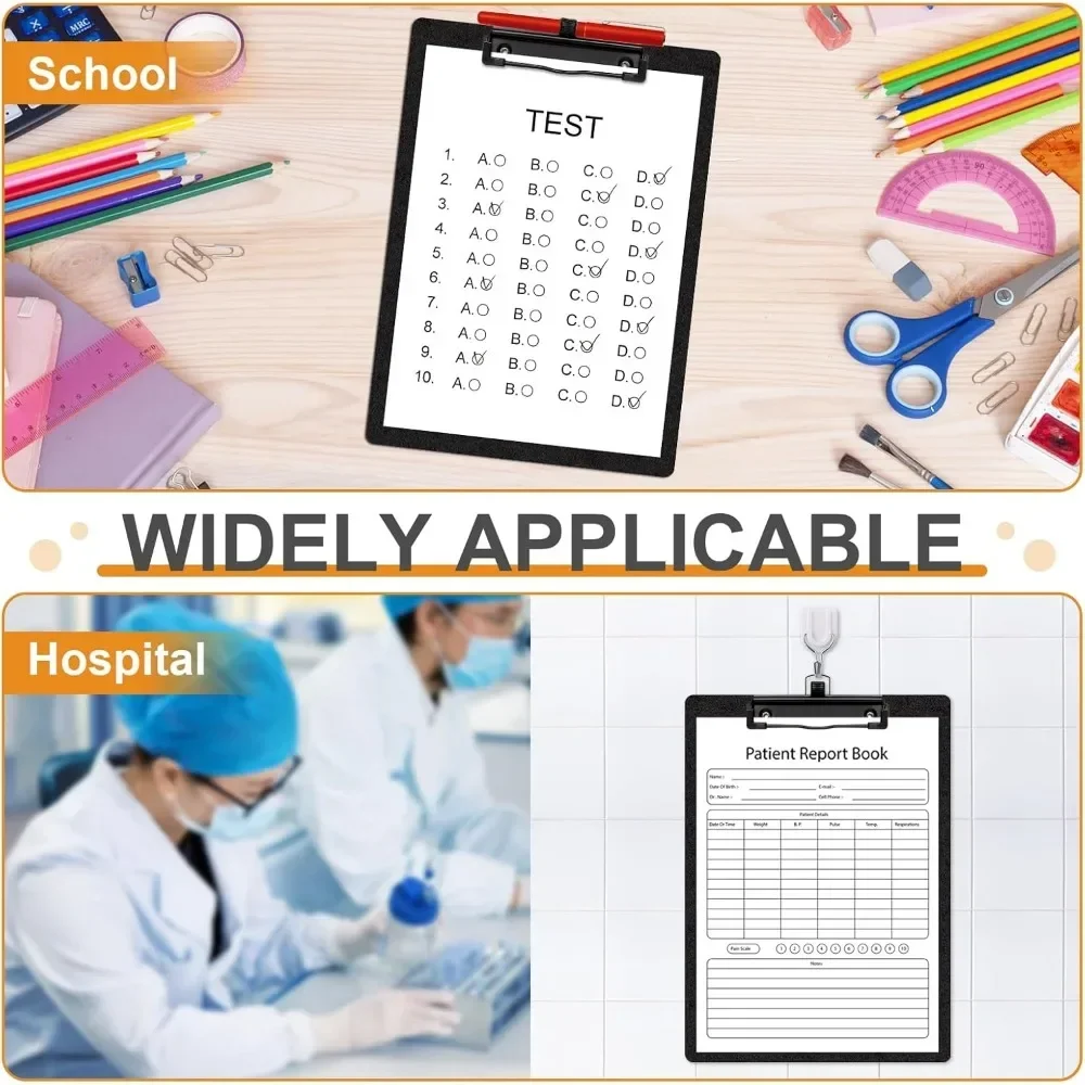 Appunti nero formato lettera A4 con portapenne. Appunti nero con piccole clip