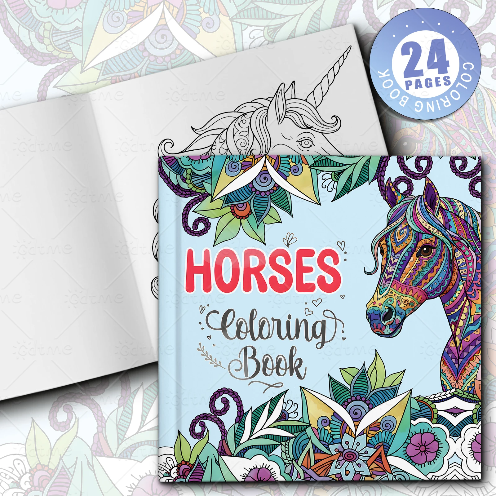 24 Pages Beautiful Horse World Coloring Book for Adult Stress Reduction | Colouring Book for Stress Relief and Mood Reduction