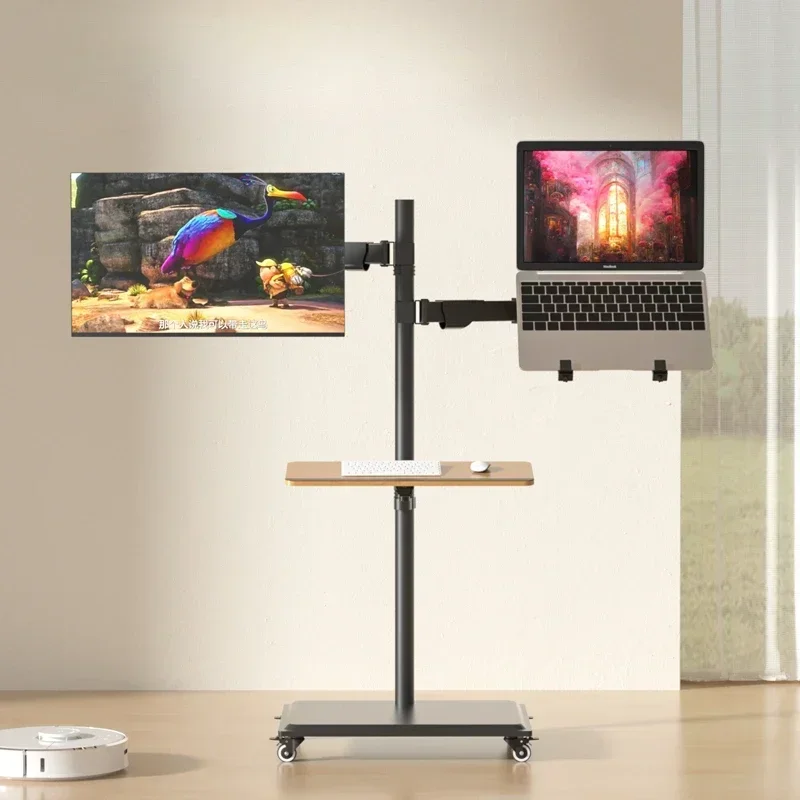 Mobile Floor Standing Office Lifting Desk Keyboard Holder Monitor Laptop Stand Height Increasing Arm Escritorio Para Compuradora