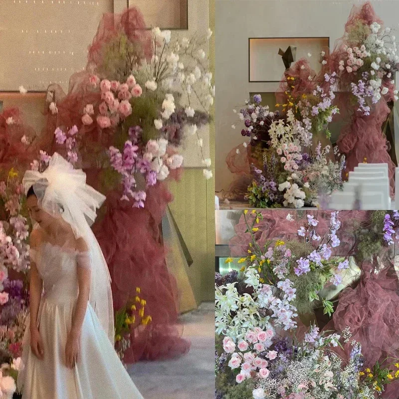 سحابة شكل شبكة سلكية معدنية نسيج معدني المواد الزفاف زينة للسقف الأقمشة الأزهار Diy بها بنفسك الخياطة المعدنية لكل متر #4