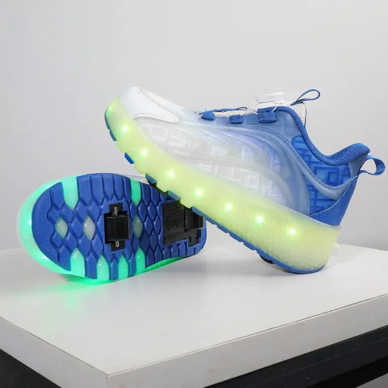 

Children's luminous roller skates boys and girls Quad outdoor removable sports morphing parkour Rampage shoes