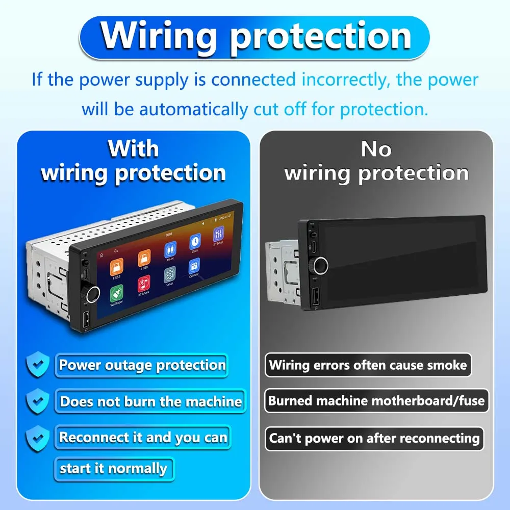 6.86 Inch 1Din Touch Screen Car Multimedia Radio BT Carplay Android Auto USB RDS FM MP5 Player SWC Wireless Mirror Link Video