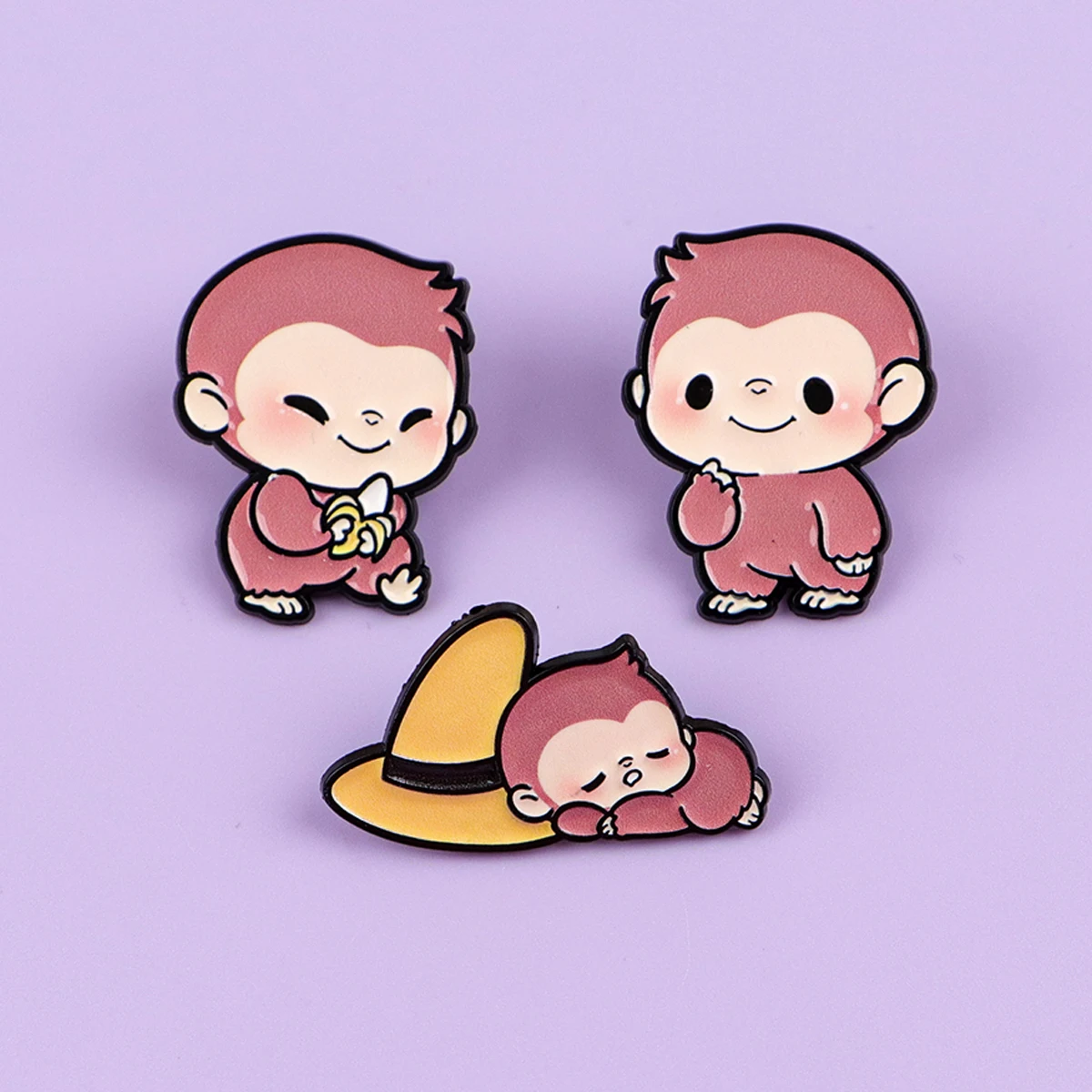 3pcs/Set Cute Kawaii Monkey Enamel Pin Cartoon Banana Badge for backpacks Collar Lapel Pin Hat Jewelry Birthday Gift for Friends
