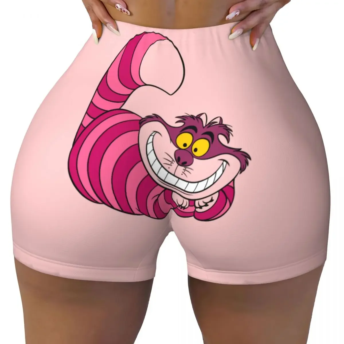 Custom Cheshire Cat Gym Running Volleyball Shorts for Women Alice in Wonderland Cartoon Workout Yoga Shorts