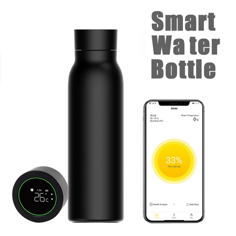 1 Piece Smart Heat Cup LCD Temperature Display Water APP Gadgets Motion Record Bottle Work With Smart Life/Tuya