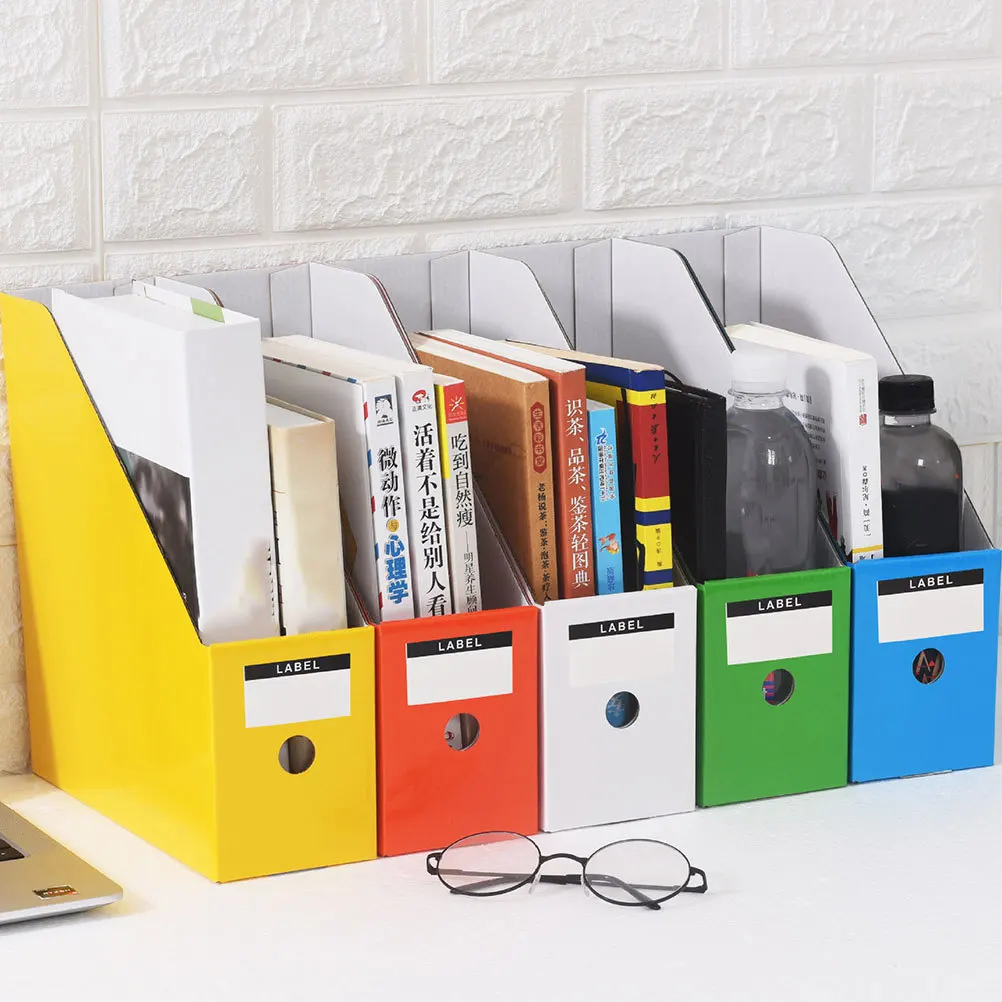 6pcs Colorful File Organizer Bin Thickened Paper Desktop Document Storage Rack For Office Home Study Use Vertical Book Holder