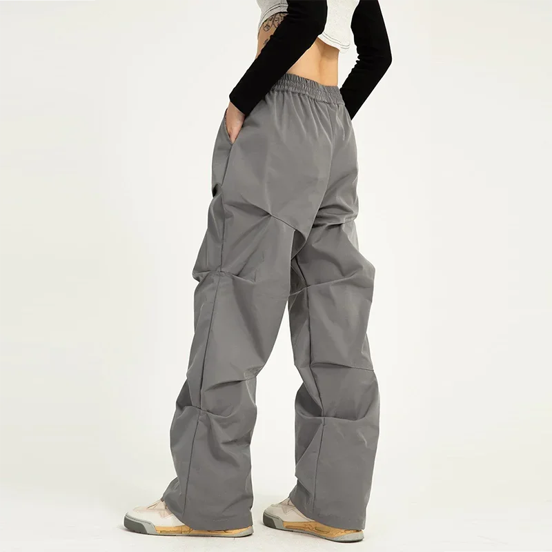 Mens Vintage Punk Hip Hop Leated Layered Pants Streetwear Hip Hop Rock Cargo Jogger Pant 2023 Harajuku Casual Loose Trousers Men