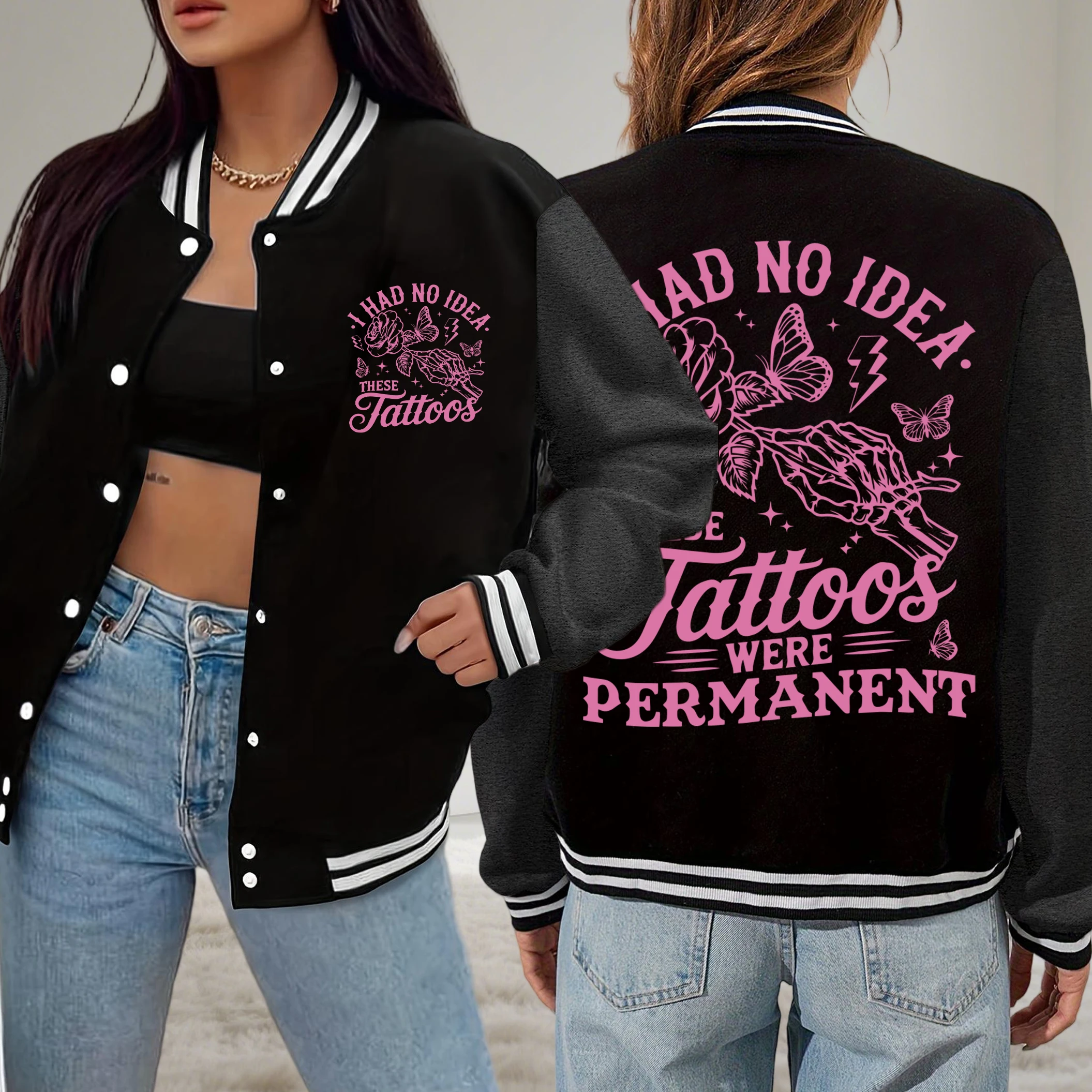 

Куртка с принтом скелетонов, рук и цветов, женская модная свободная бейсбольная форма, осенняя уличная одежда в стиле хип-хоп, универсальное флисовое пальто