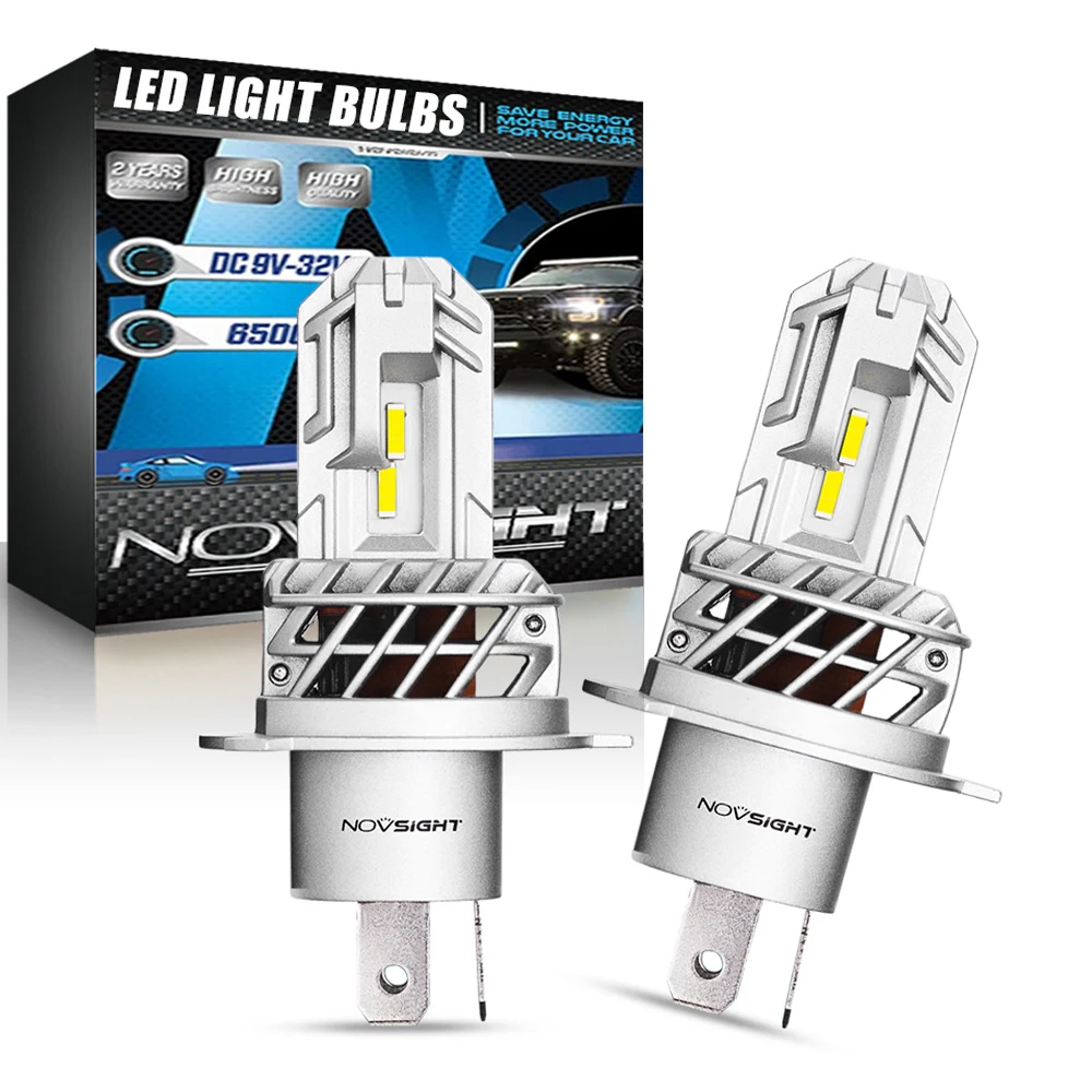 NOVSIGHT Motorcycle Headlight Bulbs 1:1 Mini H4 LED 50W 12V 10000LM 6000K White Auto Accessories LED Lamps