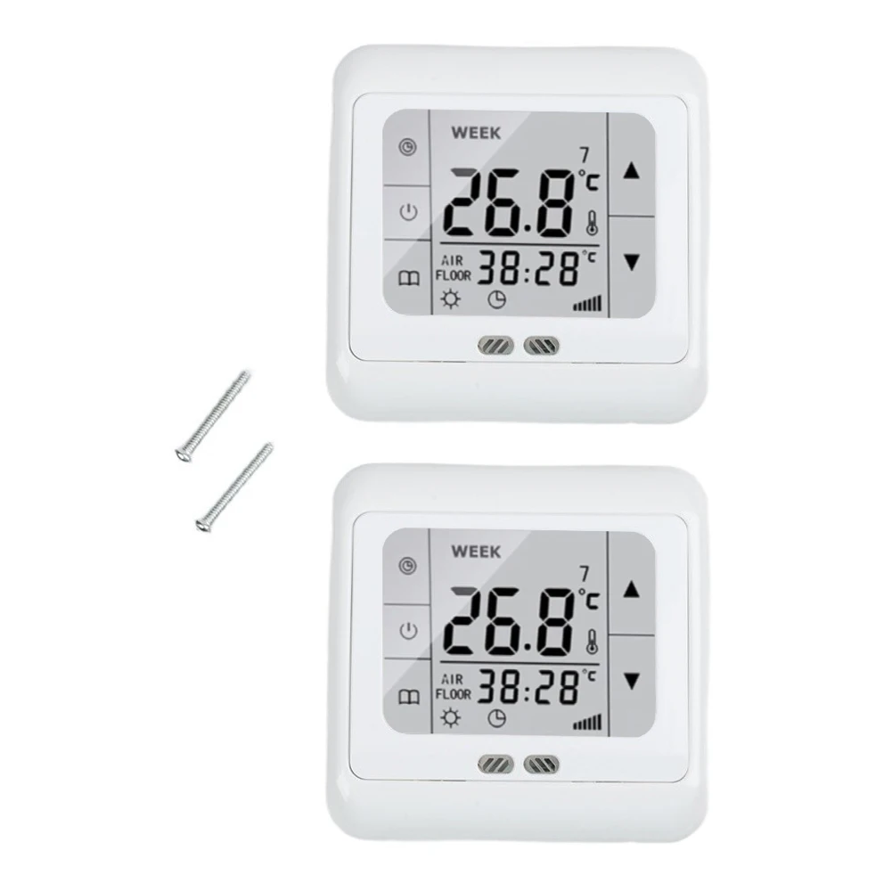 86*86*37 Mm Digital Touch Screen Automatic Heating Temperature Regulator Energy Saving Thermostat Clock With Power Off Memory