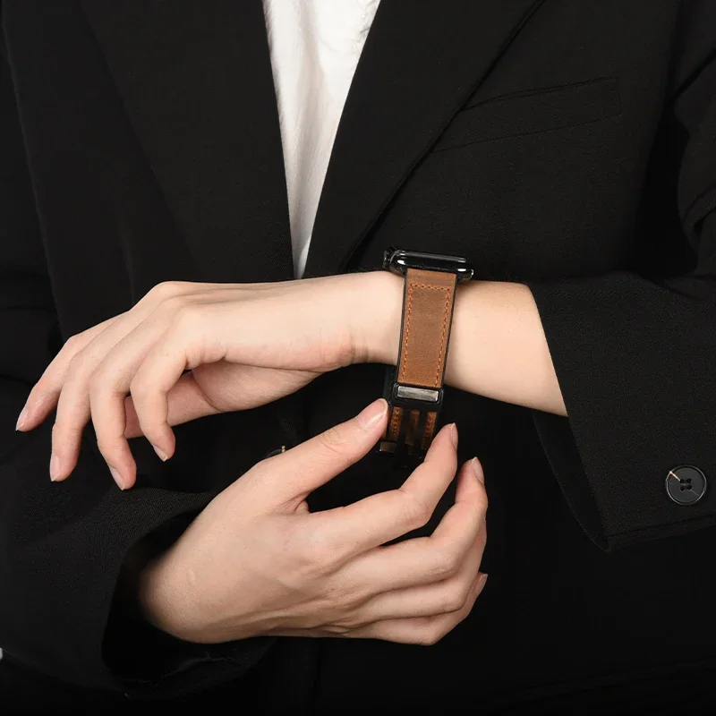 Силиконовый + кожаный ремешок для Apple Watch Band 49 мм, 44 мм, 45 мм, 42 мм, 40 мм, аксессуары, браслет для iWatch Ultra Series 9 8 7 SE 6 5 4