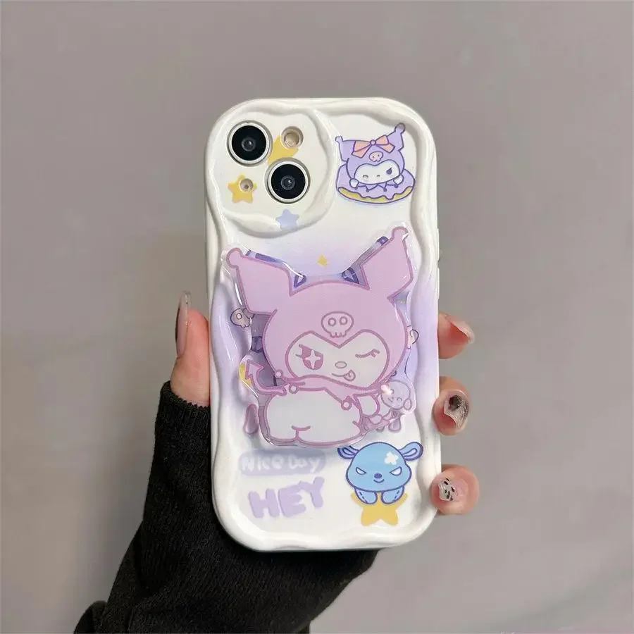 Cute Kuromi Melody Holder Case for VIVO Y22S Y36 Y17S Y21 Y33S Y21S Y35 Y15S Y15A Y01 Y16 Y20 V29E V30E V25 V23 V27 V30 Pro Y100