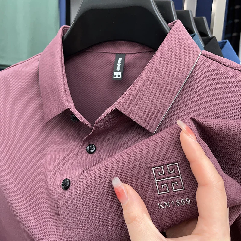 

High-End Man Short-Sleeved Polo Shirt Exquisite Embroidery Lapel British Style Summer New Tops Business Casual Hot Men'sClothing