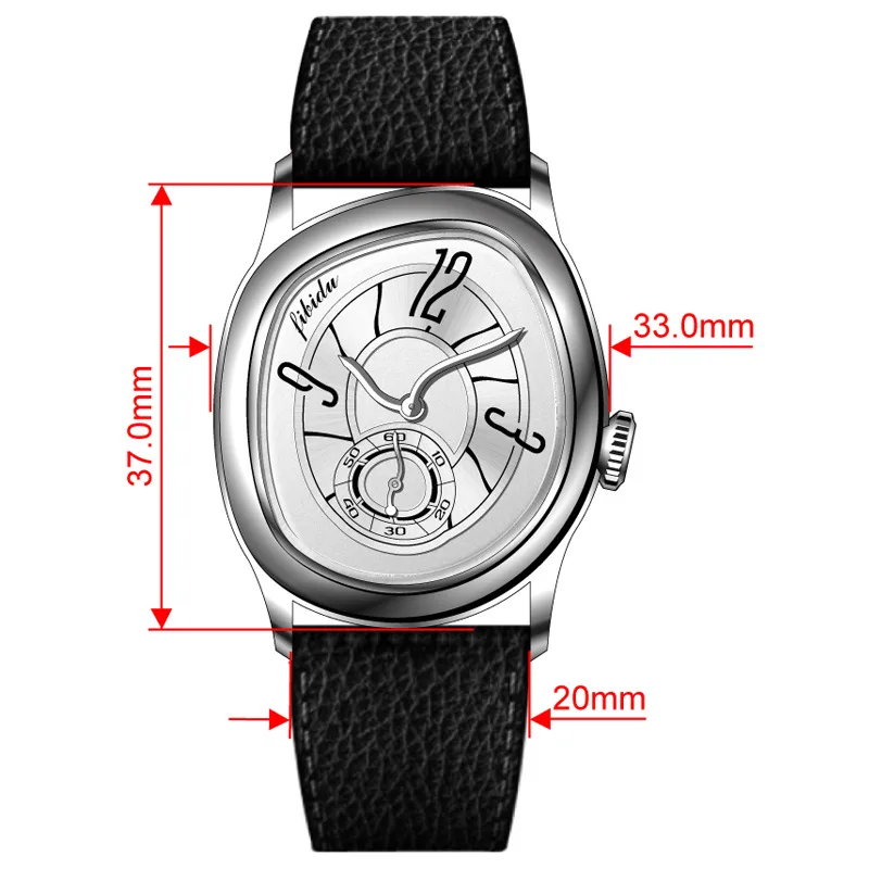Innovative Series of Special Shaped Quartz Watches with Miyota Movement 32mm Dial with Genuine Leather Strap and Steel Case