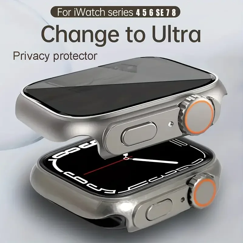 Glass+PC Firm Cover for Apple Watch Case 44mm 40mm 45mm 41mm Appearance Upgrade 49mm Turning into ultra 2 iWatch series 8 7 se 9