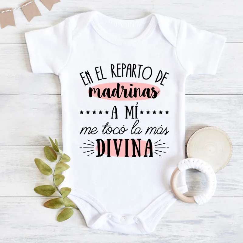 100% Cotton Ropa De Bebe Madrinas Newborn Bodysuit Spanish Print Summer Infant Outfits Onesies