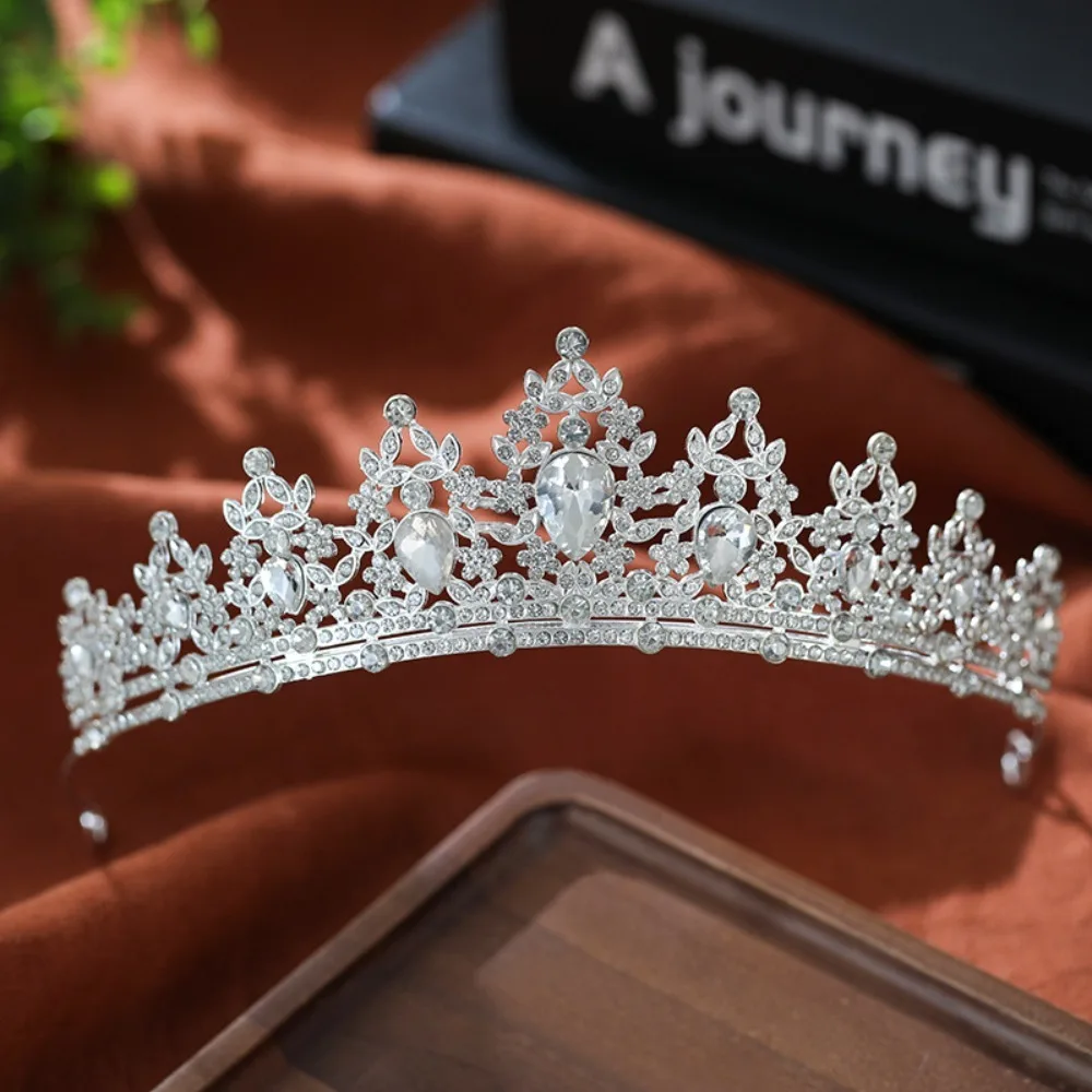 Vintage Leaf Vine Silver Plated Rhinestone Bridal Crown Tiara Hair Accessory Wedding Pageant Contest Birthday Parties Formal view 4