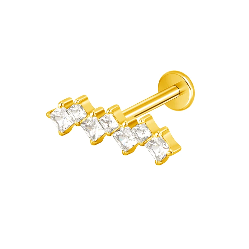 Titanium Ear Studs Earrings with CZ Paved Top