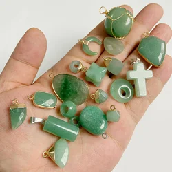 Natural Green Aventurine Pendant Gem Stone Pendant Healing Mineral Quartz Charm for Necklace Earring Bracelet Jewelry Making Diy