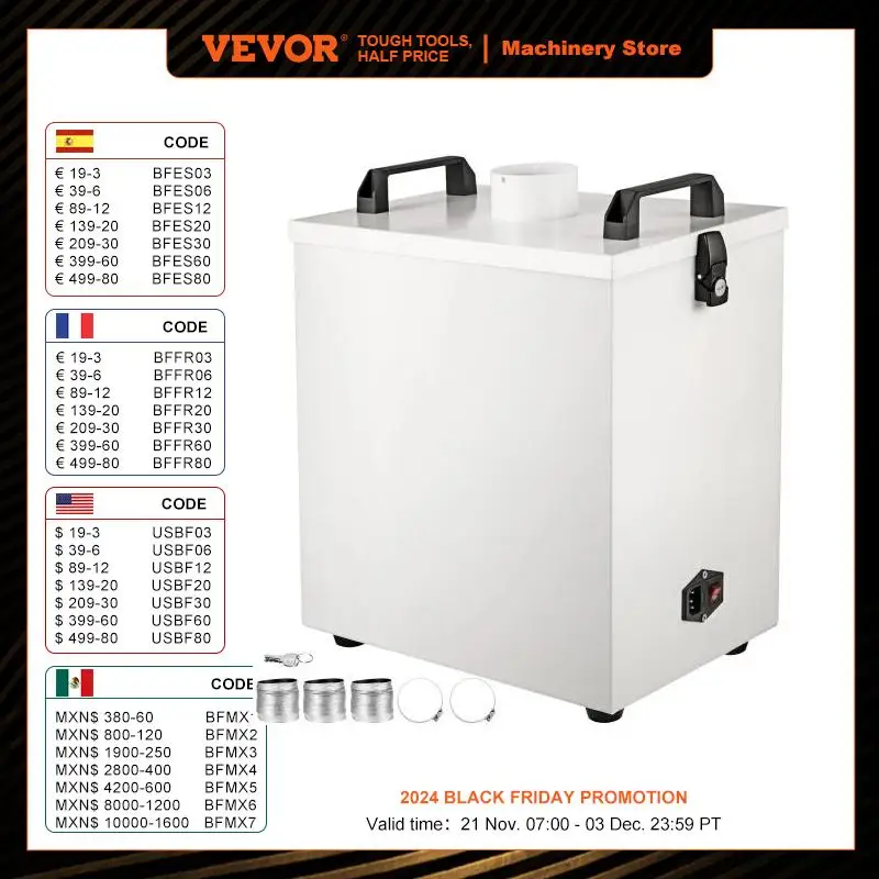 VEVOR Air Fume 80W Smoke Air Purifer 220V Fume Extractor 180m³/H Smoke Purifier Absorber Remover for Laser Engraving Machine