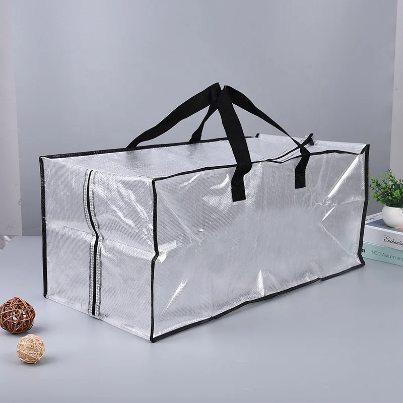 Clear Storage Bags Zippered Moving Bags Waterproof Dustproof Transparent Heavy Duty Totes with Handles