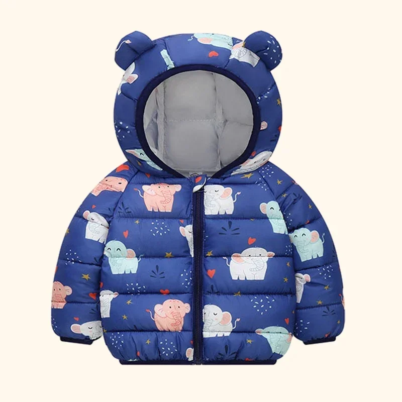 Winter Hooded Children Down Jacket Cartoon Baby Down Coats Ultralight Cotton Padded Kids Down Jackets Warm Children Clothing