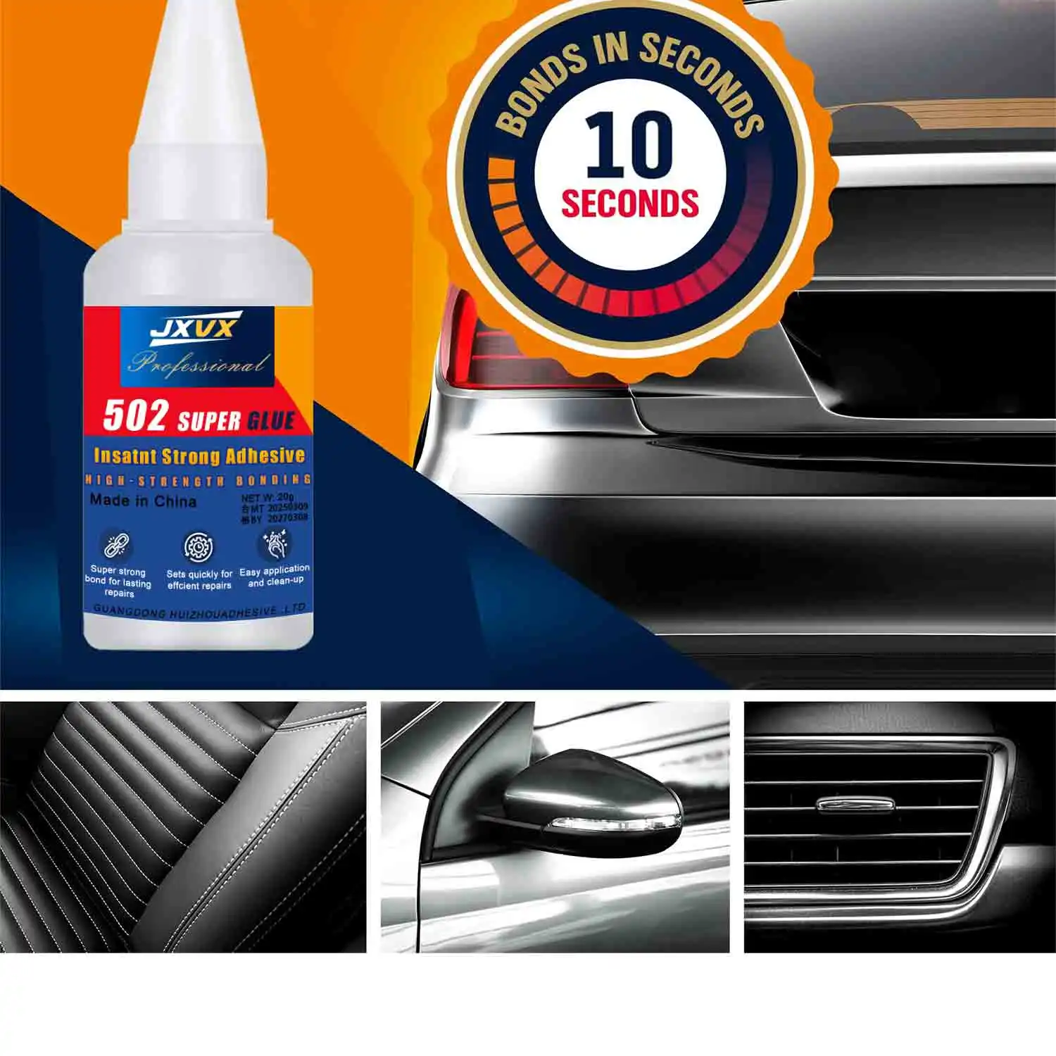 1-3pcs 20g 502 Super Glue Cyanoacrylate, surface insensitive, fast-drying type for metal leather rubber wood plastic ceramics strong adhesive liquid glue tool.