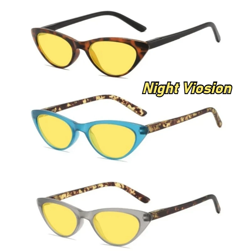 

Unisex Fashion Night Vision Sunglasses Retro Cat Eye Anti-Blue Light Night Vision Glasses Outdoor Driving Riding Glasses
