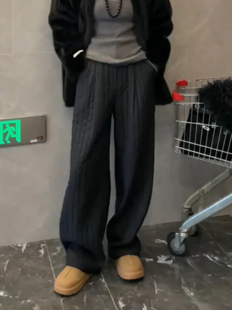 

Утепленные женские брюки с высокой талией и широкими штанинами, хлопковые, осенне-зимние, свободного кроя, расклешенные, для ношения поверх одежды