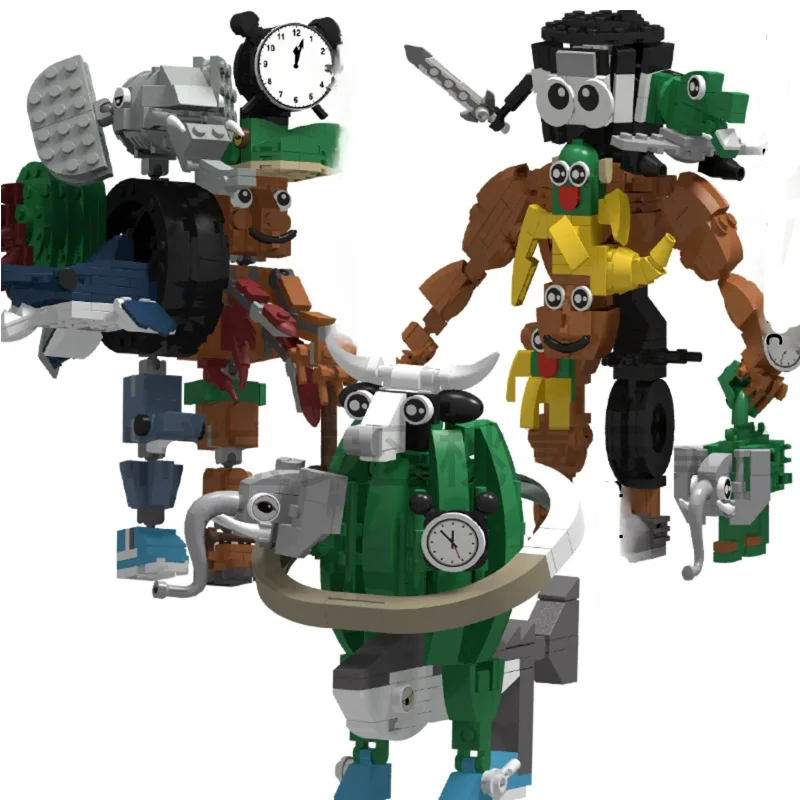 Kreative Serie Tier Montage Bausteine Affe/Elefant/Hai/Fusion Monster Modell Sammeln Ornament Ziegel Spielzeug Geschenk