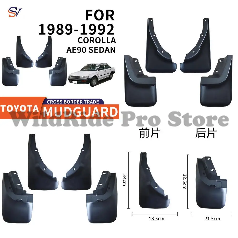 

Front and Rear Mudguards for 1989-1992 Toyota Corolla AE90 Sedan Easy Installation PP Soft Rubber Tire Fender Protection