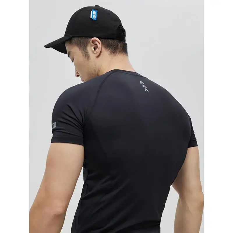 DROZENO Breathable Short Sleeve Men's Summer Tight Fitness Clothes Three-sleeve Training Running Clothes Sports T-shirt