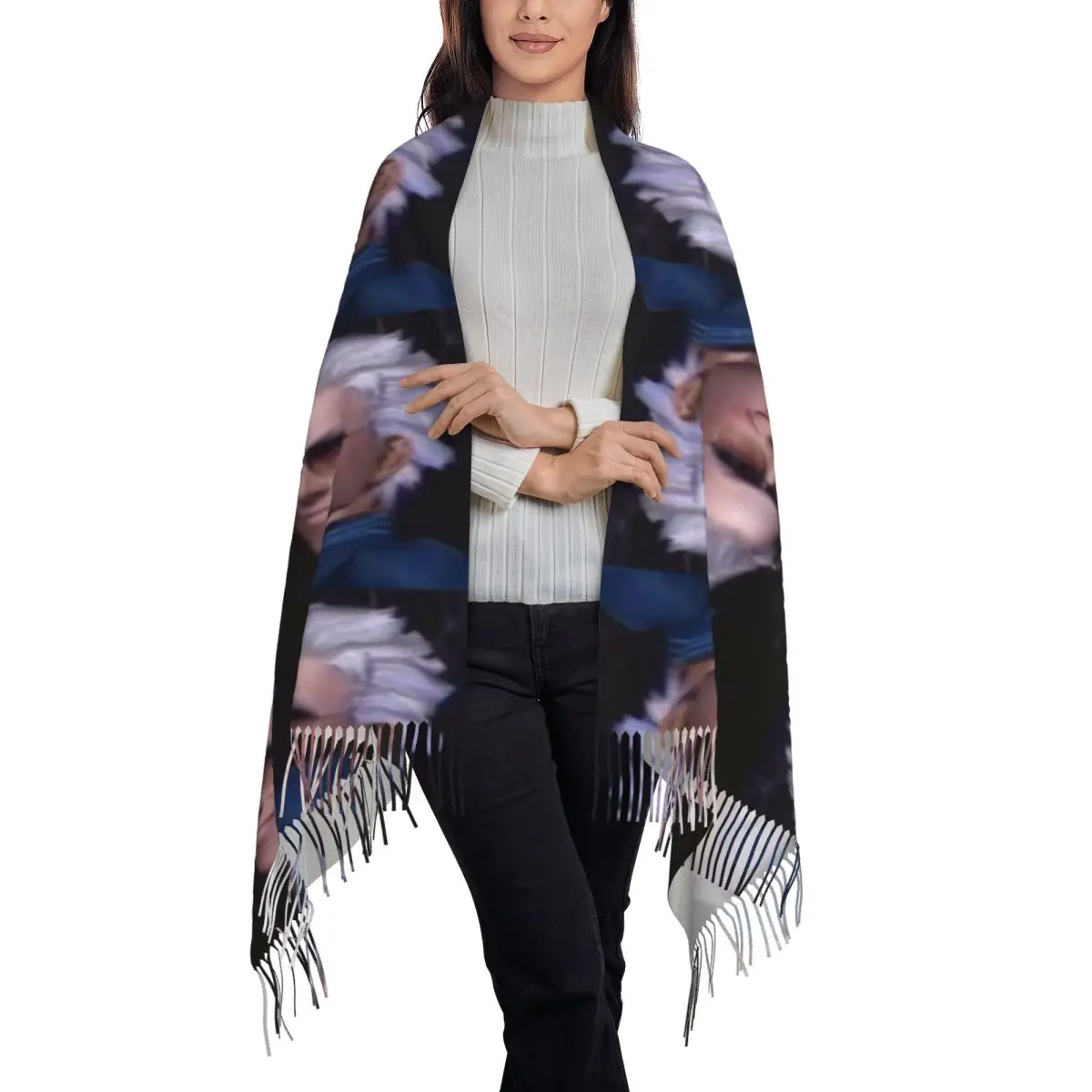 Vergil From The Devil May Cry Series Scarf Tassel Scarves for Women Soft Warm Shawls and Wraps Large Fall Winter Shawl Wrap