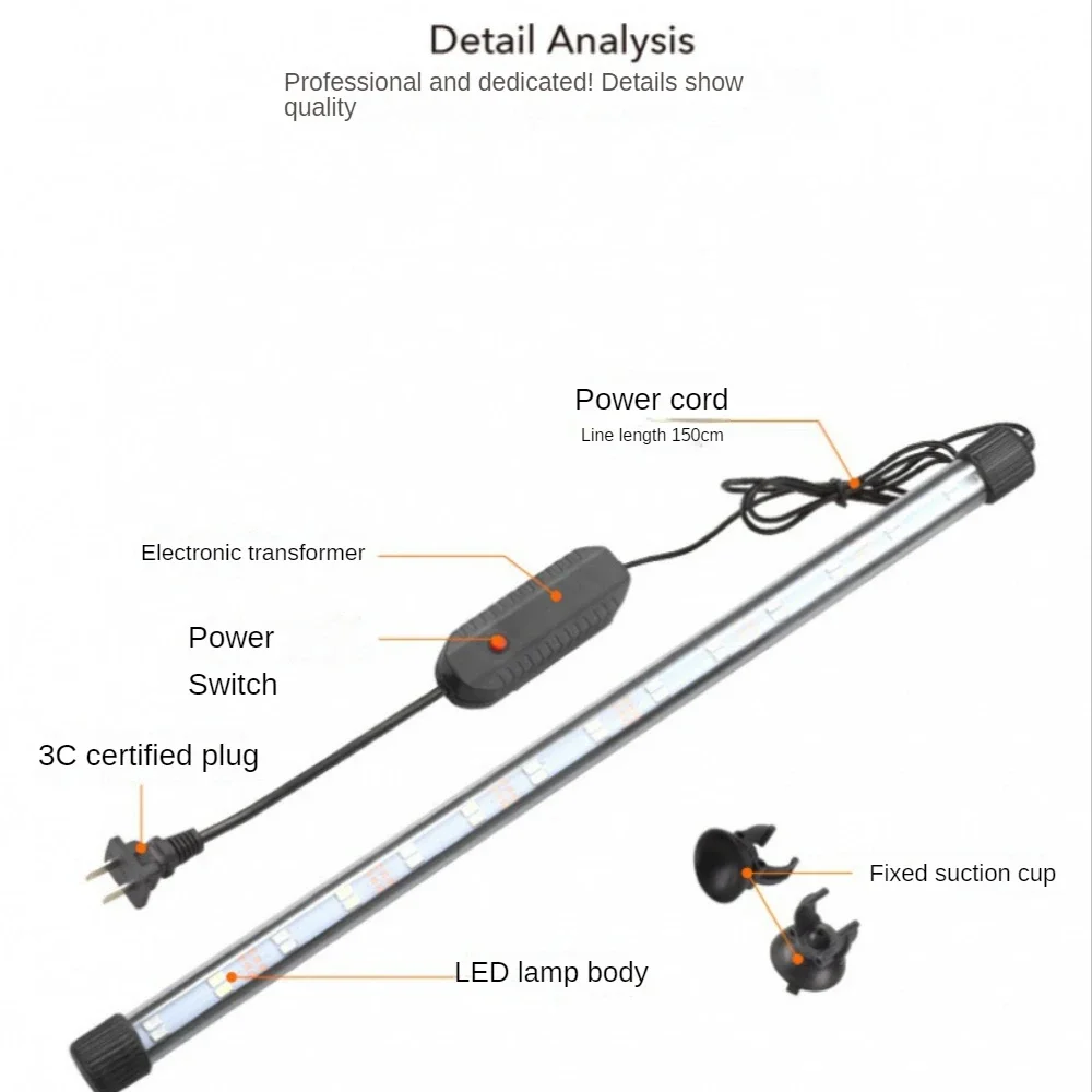 Submersible LED Fish Tank Light Bar Multi-Color LEDs Change,19-119CM,Full Spectrum LED Aquarium Ornamental Plant Strip Light
