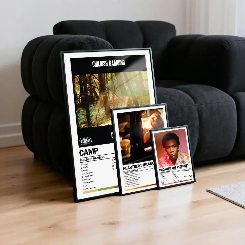 Childishs G-Gambino Poster Peelable Self-Adhesive Album Cover Poster Stickers, Frameless Wall Art for Singer Pop Rap Bedroom