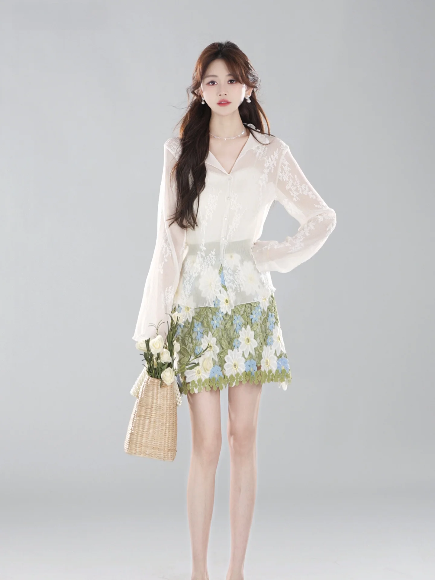 

Рубашка Annelily с нежным кружевом, роскошная, модная, свободного кроя, весна-лето, новинка, женская, премиум-качество, дышащая, с длинным рукавом