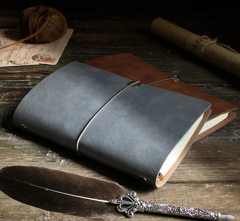 Journal Notebook Retro Strap Notebook A6 Notepad Pu Soft Loose-leaf Diary Manual Book