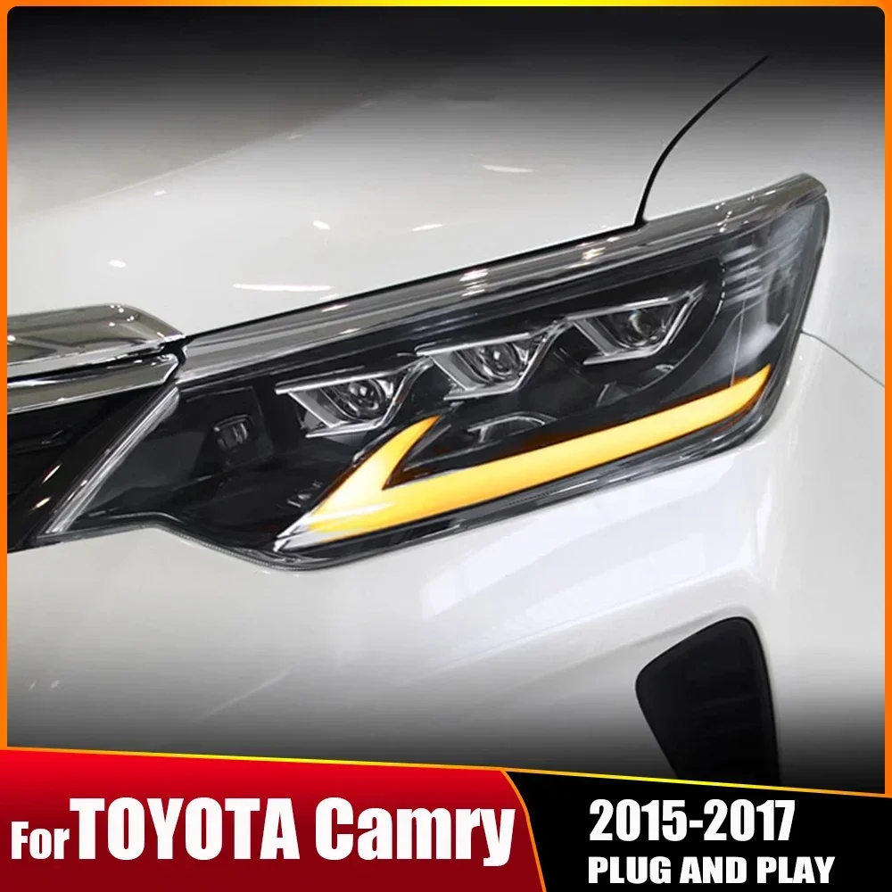 

2pcs Car Lights for Toyota Camry LED Headlight 2015 2016 2017 2018-21 Camry Head Lamp Drl Projector Lens Automotive Accessories