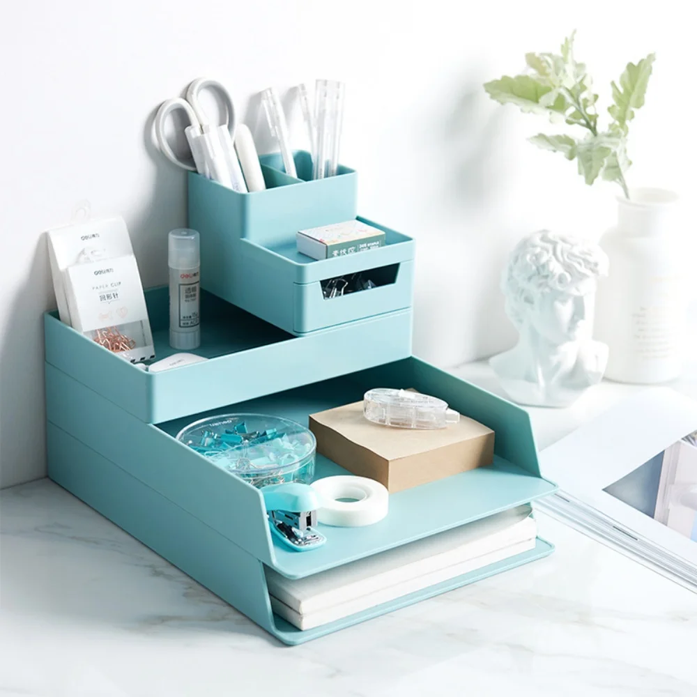 1/3pcs Desktop Storage Organizer Multifunctional Stationery Rack Office Supplies Storage Box Bedroom Desk Accessories File Tray