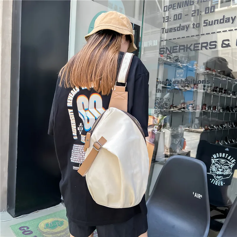 جديد سعة كبيرة الكتف Crossbody الدراجات حقيبة المرأة الرياضية عادية بسيطة المحمولة قماش حقيبة صدر للرجال الرجال حقيبة ظهر صغيرة