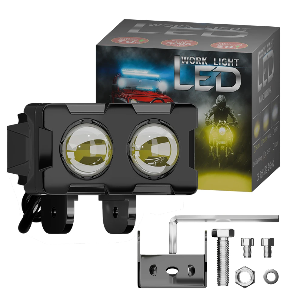 12W Dual Color LED Work Light 3000LM DC 12V-85V IP65 Waterproof Spotlight Decorative Work Lights For Motorcycle SUV Truck ATV