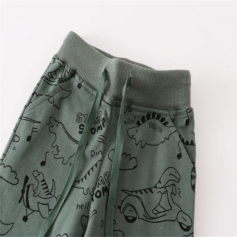 Jumping Meters Autumn Spring Dinosaurs Pants For Boys Girls Drawstring Sweatpants Toddler Kids Clothing Trousers Pants Children