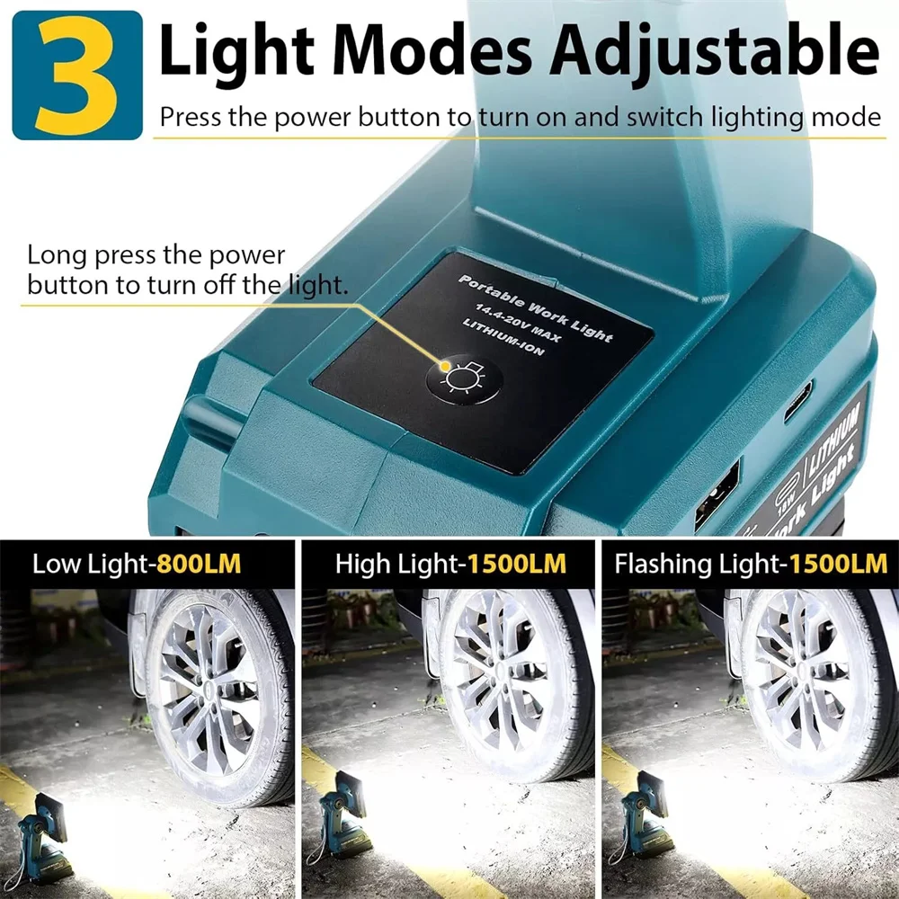 4Inch Led Light Spotlight Outdoor Work Fishing Handheld Emergency Lamp For Dewalt For Milwaukee For Makita For Bosch 18V Battery